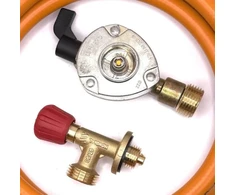 LPG aukšto slėgio dujų žarna 1,5 m su 22 mm Clip-On adapteriu ir Campingaz 901 / 904 / 907 jungtimi