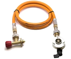 LPG aukšto slėgio dujų žarna 1,5 m su 22 mm Clip-On adapteriu ir Campingaz 901 / 904 / 907 jungtimi