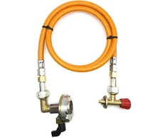 LPG aukšto slėgio dujų žarna 1,5 m su 27 mm kampiniu Clip-On adapteriu (90°) ir Campingaz 901 / 904 / 907 jungtimi