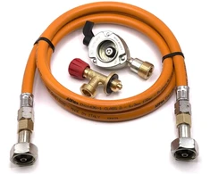 LPG aukšto slėgio dujų žarna 1,5 m su 27 mm Clip-On adapteriu ir Campingaz 901 / 904 / 907 jungtimi