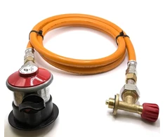 LPG aukšto slėgio dujų žarna 1,5 m su 35 mm Jumbo Clip-On propano adapteriu (4kg/h) ir Campingaz 901 / 904 / 907 jungtimi