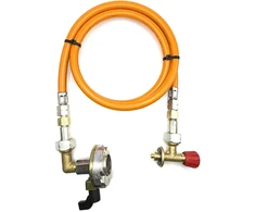 LPG aukšto slėgio dujų žarna 80 cm su 27 mm kampiniu Clip-On adapteriu (90°) ir Campingaz 901 / 904 / 907 jungtimi