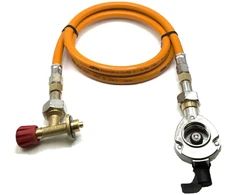 LPG aukšto slėgio dujų žarna 80 cm su 27 mm Clip-On adapteriu ir Campingaz 901 / 904 / 907 jungtimi
