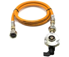 LPG aukšto slėgio oranžinė dujų žarna 1,5 m su 20 mm Clip-On adapteriu 21,8 mm LH