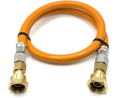 LPG aukšto slėgio oranžinė dujų žarna 80 cm W20 RH × W20 RH kemperiams ir dujų reguliatoriams