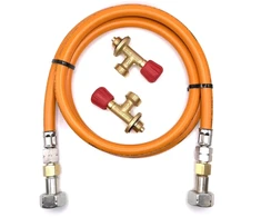 LPG aukšto slėgio oranžinė dujų žarna 80 cm, 21,8 mm LH × 21,8 mm LH, skirta Campingaz 901 / 904 / 907 balionams
