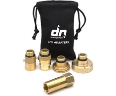 LPG Europos adapterių rinkinys 3/4" UNF (JIC) į M22 (21,8 mm), 5 dalių su DN Autogas Parts transportavimo krepšeliu