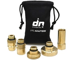 LPG Europos adapterių rinkinys 3/4" UNF (JIC) į M22 (21,8 mm), 5 dalių su DN Autogas Parts transportavimo krepšeliu