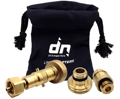 LPG/GPL dujų balionų pildymo adapterių rinkinys M22 (21,8 mm) ACME + DISH + Bayonet + Euronozzle su DN Autogas Parts transportavimo krepšeliu