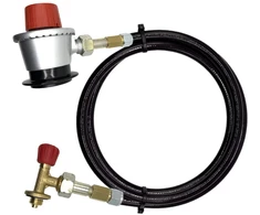 LPG pildymo adapterio komplektas su 35 mm Jumbo Clip-On adapteriu ir 2 m žarna, skirtas Campingaz 901 / 904 / 907 balionams