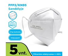 Apsauginė 4-ių sluoksnių veido kaukė KN95/ FFP2 5 vnt.