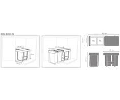 Brabantia šiukšlių dėžė, montuojama, Sort &amp; Go 2 x 15L