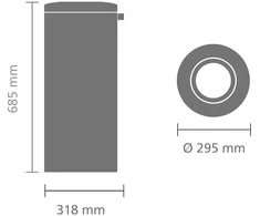 Brabantia Šiukšlių dėžė - peleninė, 30 L