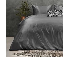 Patalynės komplektas Dirbtinio šilko patalynė Sleeptime Beauty Skin Care antracito spalvos 200×220 cm, su 2 pagalvių užvalkalais