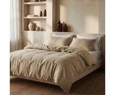 Dreamhouse medvilninis patalynės komplektas „Stone Washed" – 100% medvilnė, smėlio spalva (200x220)