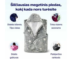 Megztinis pledas NOXNOX® Hoodie Blanket – šiltas džemperis antklodė Stars