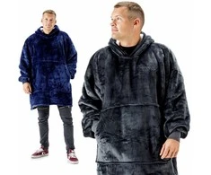 Megztinis pledas vyrams NOXNOX® Hoodie Blanket – šiltas džemperis antklodė su „Sherpa“ pamušalu, vienas dydis visiems
