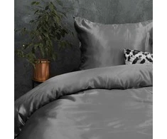 Patalynės komplektas Dirbtinio šilko patalynė Sleeptime Beauty Skin Care antracito spalvos 140x200 cm viengulis