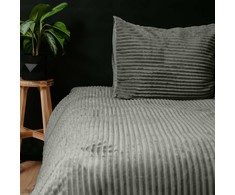 Patalynės komplektas Pliušinė patalynė Sleeptime Rib Teddy pilkos spalvos 140x200 cm viengulis