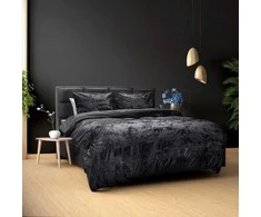 Patalynės komplektas Veliūro patalynė Dreamhouse Crushed Velvet juodos spalvos 200×220 cm, su 2 pagalvių užvalkalais
