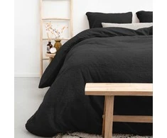 Patalynės komplektas Pliušinė patalynė Sleeptime Teddy antracito spalvos 200×220 cm, su 2 pagalvių užvalkalais
