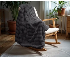 Primaviera Deluxe Dirbtinio kailio pledas Rib Rabbit Fur 150x200 cm – 500 GSM juodos spalvos