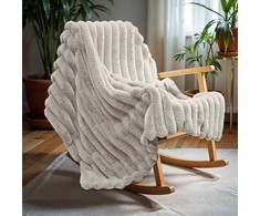 Primaviera Deluxe Dirbtinio kailio pledas Rib Rabbit Fur 150x200 cm – 500 GSM baltos spalvos