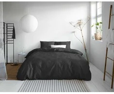 Satino patalynės komplektas Primaviera Deluxe Uni Satijn juodos spalvos 200×220 cm, su 2 pagalvių užvalkalais