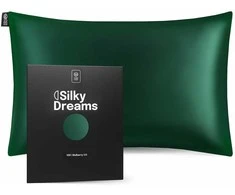Šilkinis pagalvės užvalkalas NOXNOX® – 100% Mulberry šilkas, Žalias (19 momų)