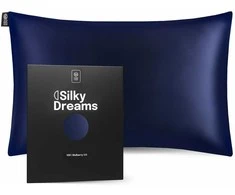 Šilkinis pagalvės užvalkalas NOXNOX® – 100% Mulberry šilkas,Tamsiai mėlyna (19 momų)