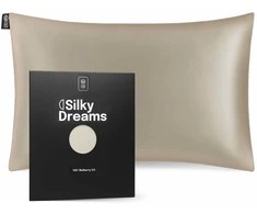 Šilkinis pagalvės užvalkalas NOXNOX® – 100% Mulberry šilkas, Šampaninė spalva (19 momų)