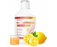 Essentials100 Skysti multivitaminai su ašvagandos ekstraktu, spirulina, biotinu ir mineralais – 33 dozės, 500 ml