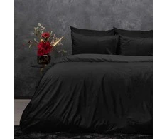 Patalynės komplektas Veliūrinė patalynė Sleeptime Velvet Uni juodos spalvos 200×220 cm, su 2 pagalvių užvalkalais