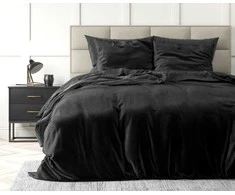 Patalynės komplektas Veliūrinė patalynė Sleeptime Velvet Uni juodos spalvos 200×220 cm, su 2 pagalvių užvalkalais