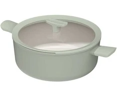 BergHOFF 28 cm puodas su dangčiu - Balance Sage nepridegantis aliuminio puodas su šaukšto laikikliu ir stiklo dangčiu