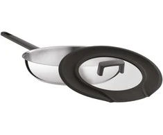 BergHOFF 3 dalių keptuvių rinkinys - nepridegantis Uqonic Downdraft keptuvių rinkinys su universaliu silikoniniu stiklo dangčiu