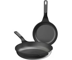 BergHOFF 3 dalių keptuvių rinkinys - Uqonic Downdraft serija su 24 cm ir 28 cm keptuvėmis ir dangčiu