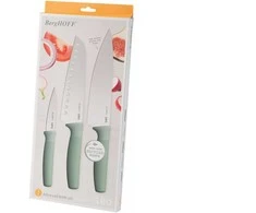 BergHOFF 3 dalių peilių rinkinys - Forest serija su skutimo, šefo ir Santoku peiliais kasdieniam naudojimui