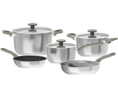 BergHOFF 6 dalių puodų rinkinys - Uqonic Downdraft serija su ryškiomis rankenomis ir stikliniais dangčiais