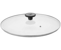 BergHOFF Glints 32 cm stiklinis dangtis - su garų išleidimo anga, nerūdijančio plieno kraštu ir saugia bakelitinė rankena