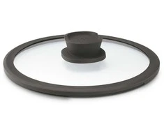 BergHOFF Stone+ 20 cm stiklinis dangtis - skaidrus su garų anga, silikoniniu kraštu ir vėsiu laikymo mygtuku