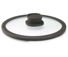 BergHOFF Stone+ 24 cm stiklinis dangtis - integruota garų anga ir nupylimo skylutė, silikoninis kraštas ir vėsi rankena
