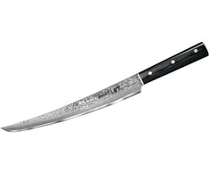 SAMURA Damascus 67 Tranchiermesser 230mm/9. Micarta Griff. Härte 61 HRC