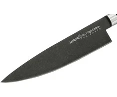 Samura MO-V Stonewash Profi Chefmesser ultra-scharf, groß, aus japanisch AUS 8 Nerūdijantis plienas, 20 cm Klinge, mit G10 Handgriff aus Carbon, Allzweckmesser, Gemüsemesser