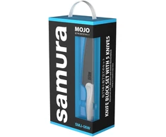 Samura MOJO 6 dalių peilių rinkinys su stovu, baltas – virėjo, duonos, filė, universalus, vaisių peiliai, profesionalus rinkinys