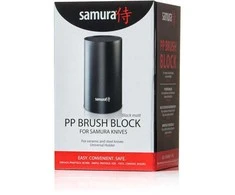 Samura nerūdijančio plieno peilių blokas su išimamu plast. šepečio įdėklu, lankstūs laikikliai, 5–9 peiliams (225 mm)