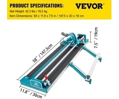 VEVOR 1200 mm plytelių pjaustyklė su dviguba juosta