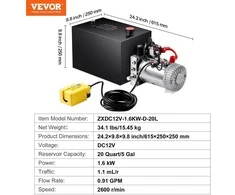 VEVOR Hidraulinis siurblys 20 litrų vienpusis DC 12V