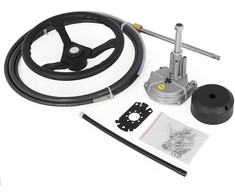 VEVOR 16 pėdų (≈4,88 m) rotacinis vairo rinkinys valčiai su 34 cm vairu ir 19 mm konuso veleno sistema