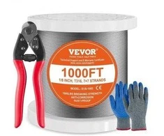VEVOR Nerūdijančio plieno trosas 1/8" 1000 pėdų